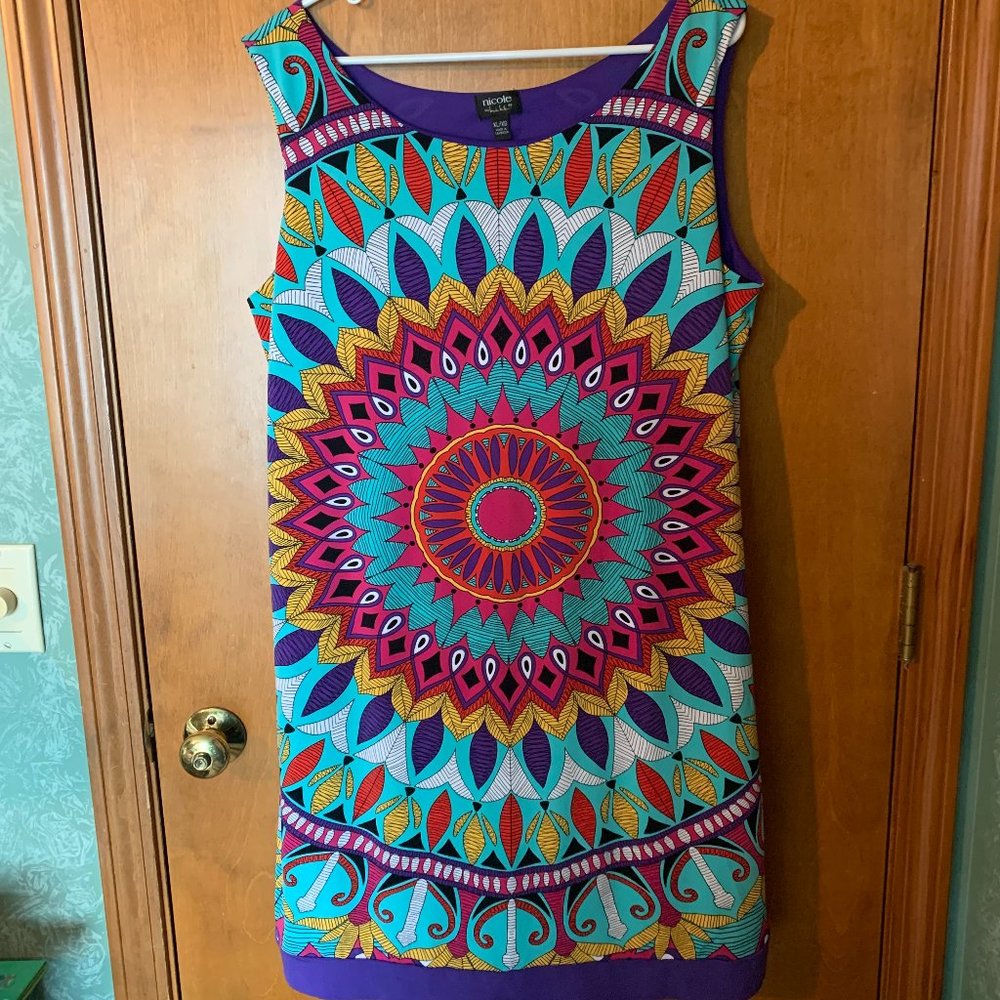 Nichole Miller Geometric Print Dress XL
